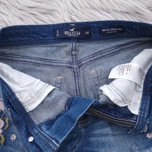 Hollister High Rise Vintage Stretch Floral Shorts Juniors Size 3 W26 - Picture 7 of 8